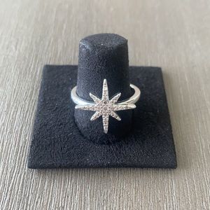 Silver pavé starburst ring